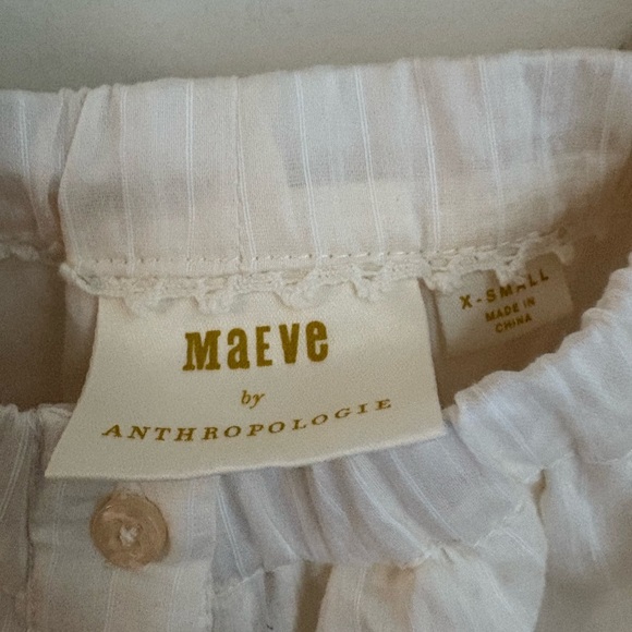 Anthropologie Cream Ruffled Blouse - Picture 4 of 5